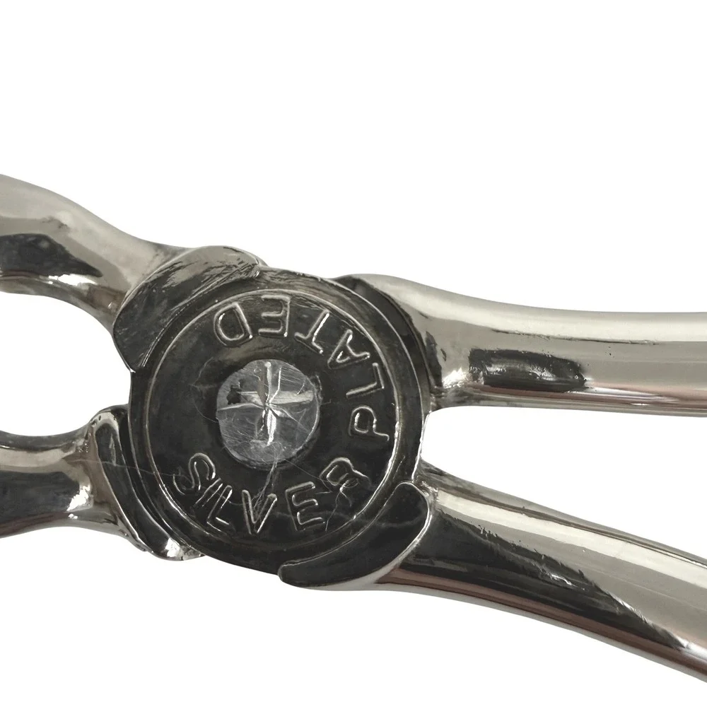 Vintage Plated‎ Silver Salad Serving Tongs Scissor Style Spoon Fork 10